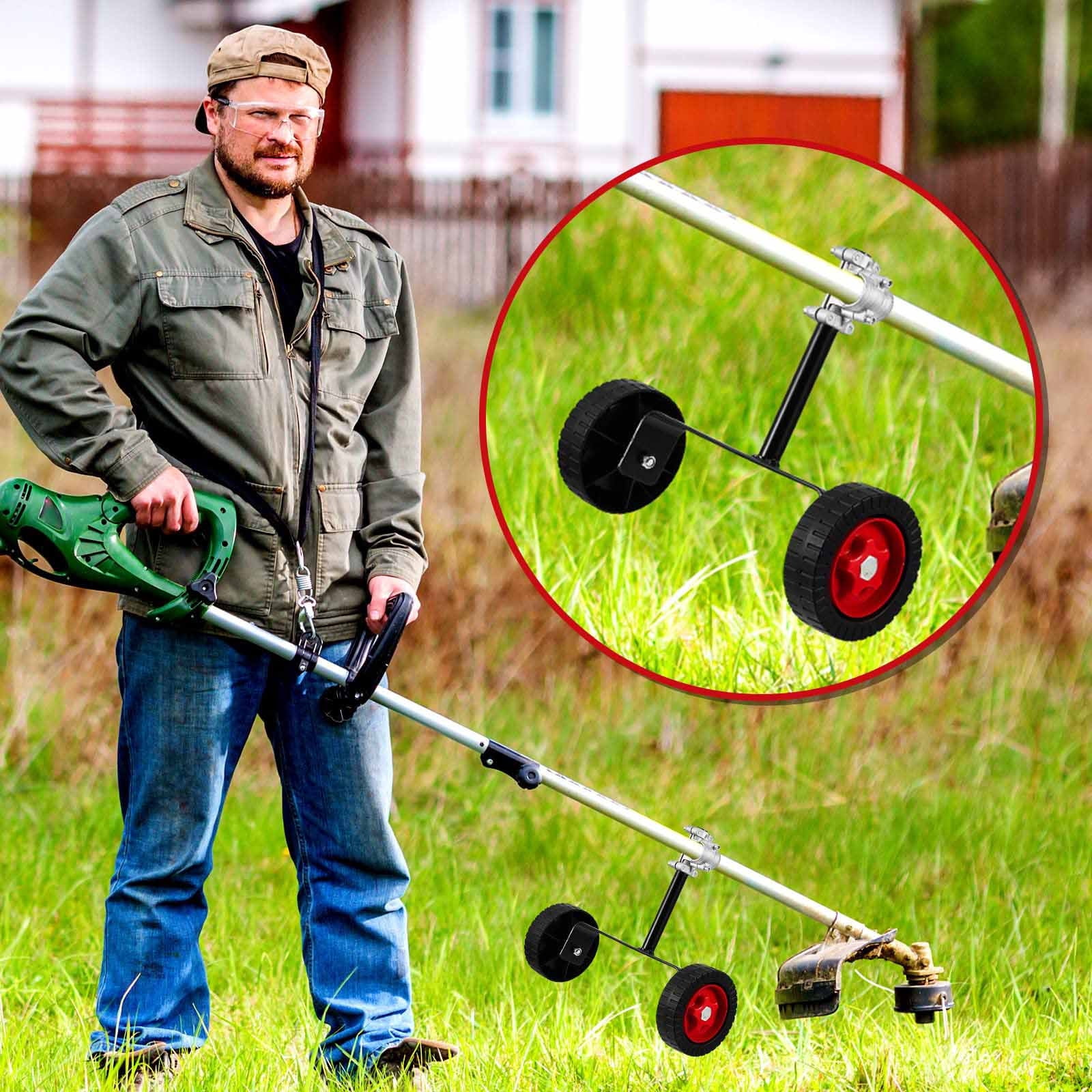 Roues Auxiliaires Réglables Pour Coupe-bordures - Paire De Roues De 15 Cm - Hauteur Ajustable - Compatible Avec La Plupart Des Tondeuses - 6