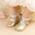 thumbnail image 2 of WUANDIXFA Baby Girls Mary Jane Flats Non-Slip Bowknot Princess Wedding Dress Shoes Toddler Crib Shoes (Gold, 5), 2 of 9