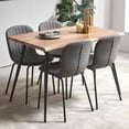thumbnail image 6 of NORDICANA 47 in Rectangular Dining Room Table Set with Upholstered Faux Leather Dining Chairs for 4 Person, 5-Piece Dark Gery PU Side Table and Chairs Set, 6 of 9