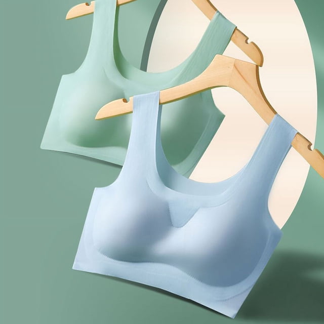 Sujetador deportivo de seda de hielo de talla grande sin costuras para dormir, sin aros de acero, ropa interior sin costuras para mujer