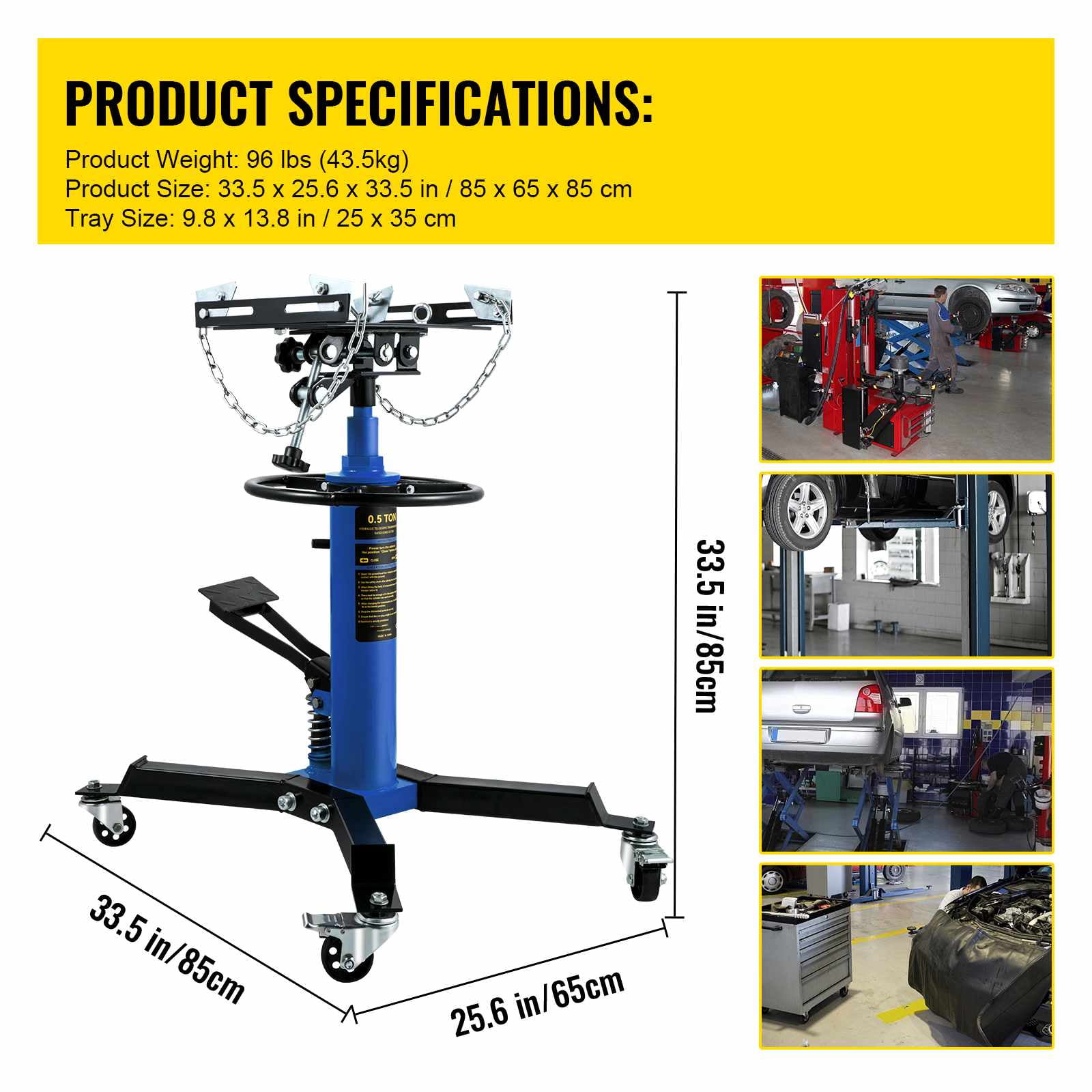 VEVOR Transmission Jack 1100 lbs 2-Stage Hydraulic High Lift Vertical Telescopic,Blue