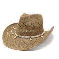thumbnail image 2 of XIAOCHA Women's Sparkly Cowboy Hat Shapeable Brim Rodeo Beach Sun Hat,Khaki, 2 of 8