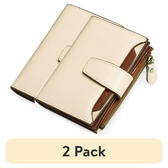 (2 pack) FALAN MULE Small Wallet for Women Genuine Leather Bifold Purse RFID Blocking Card Holder