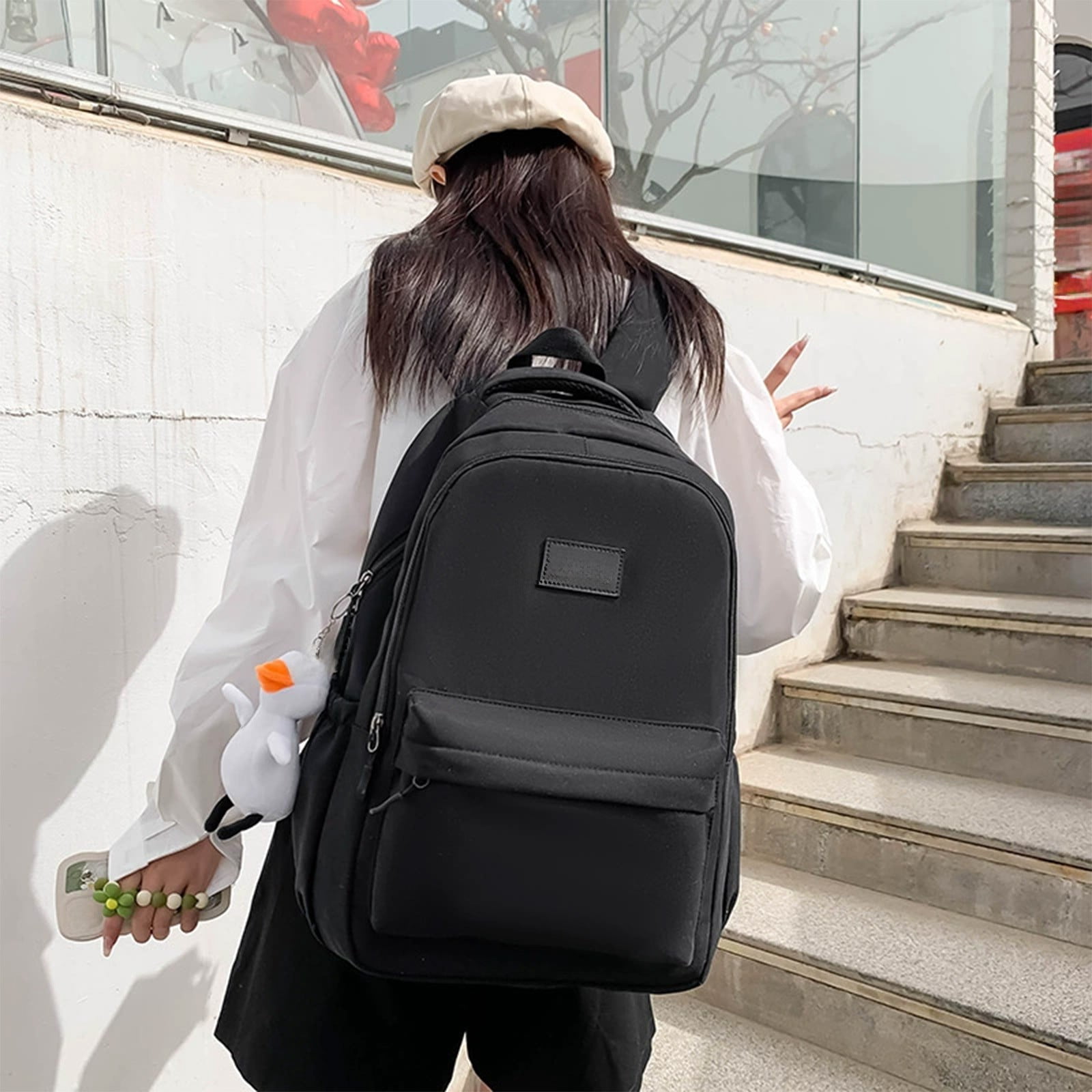 ZZkhGO Large Capacity Backpack for Women, Versatile College Student Bag, Stylish School Campus Backpack with Multiple Pockets