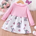 thumbnail image 2 of YEEDISON Spring Autumn Girls Clothes Kids Clothes Cartoon Elephant Butterfly Flare Sleeve Doll Collar Girl Dresses Princess Dress for 18M-6Y, 2 of 4