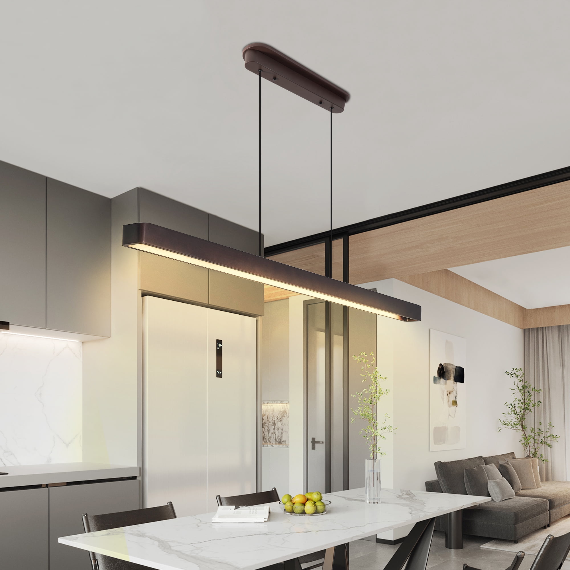 51.2*2.4*1.9 in Modern Wooden Lights for Kitchen Ceiling Hanging for Restaurants, Nordic minimalist style