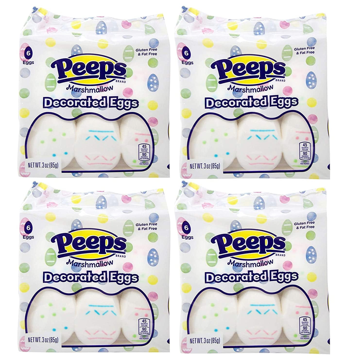 Peeps Decorated Marshmallow Eggs Easter Candy Pack of 4