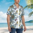 thumbnail image 5 of Daiia Flowers and Butterflies Hawaiian Shirt for Men Gentle Cotton Regular Short Sleeve Casual-Large, 5 of 9