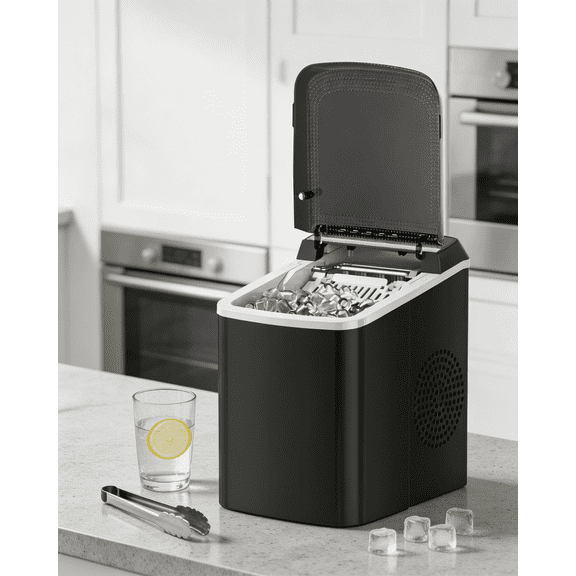 Countertop Bullet Ice Maker, 33 lbs per Day, 0.7 lb Capacity, 1.94 L Tank, Black/SS