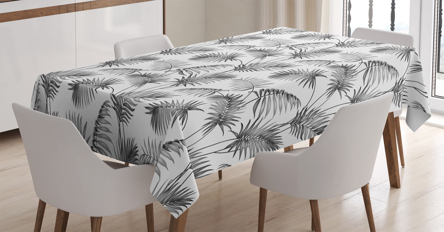 Round Tablecloth Palm Leaves Tropical Palm Tree Palms Trendy Cotton Sateen