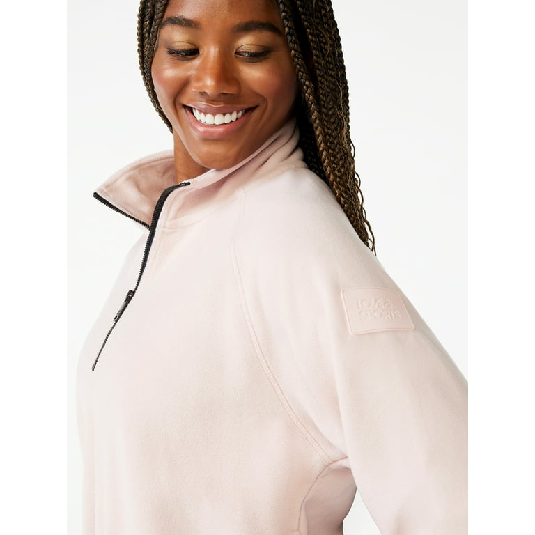 Love u0026 Sports Women's Fleece Cropped Quarter Zip Pullover - Walmart.com