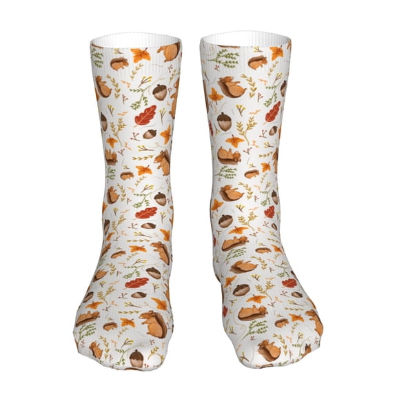 Xecao Squirrel Print Fashion No Heel Casual Crew Socks Cushioned Breathable for Men Women - Moisture wicking,Not easy to fade Suitable for daily