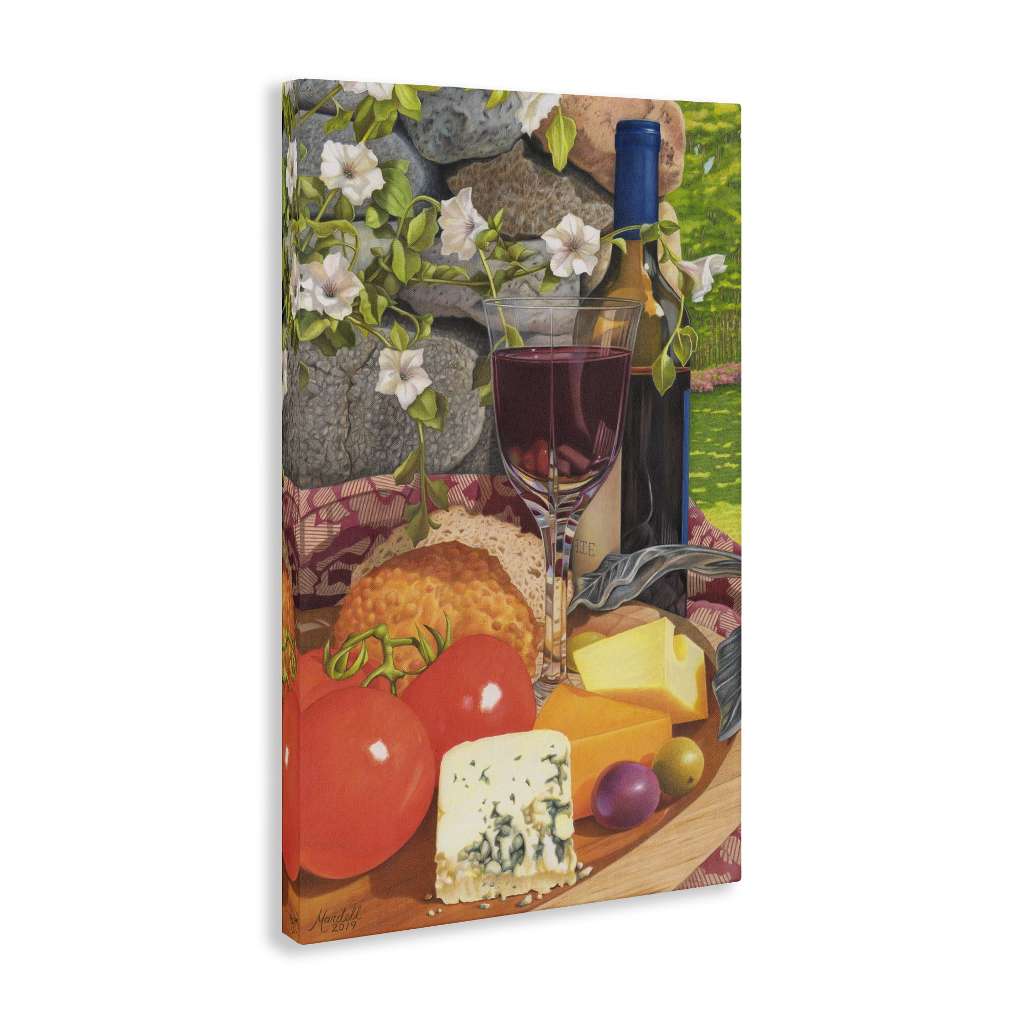 Stupell Industries Wine & Cheese Plate Food & Beverage Painting Gallery Wrapped Canvas Art Print Wall Art, 24 x 36