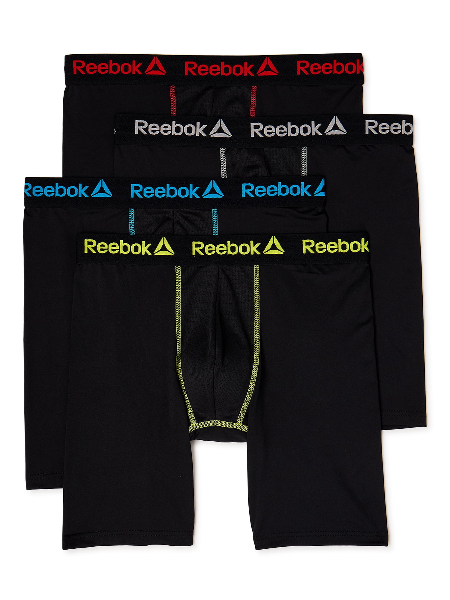Reebok Men's Active Underwear Sport Soft Performance Boxer Briefs 4 Pack