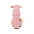 thumbnail image 4 of INSPIRE CHIC Women's Platform Ankle Strap Faux Fur Square Toe Chunky Heels Sandals Pink 11, 4 of 8