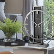 Bulova B1864 Silver Streak Contemporary Metal Silent Open Tabletop Clock