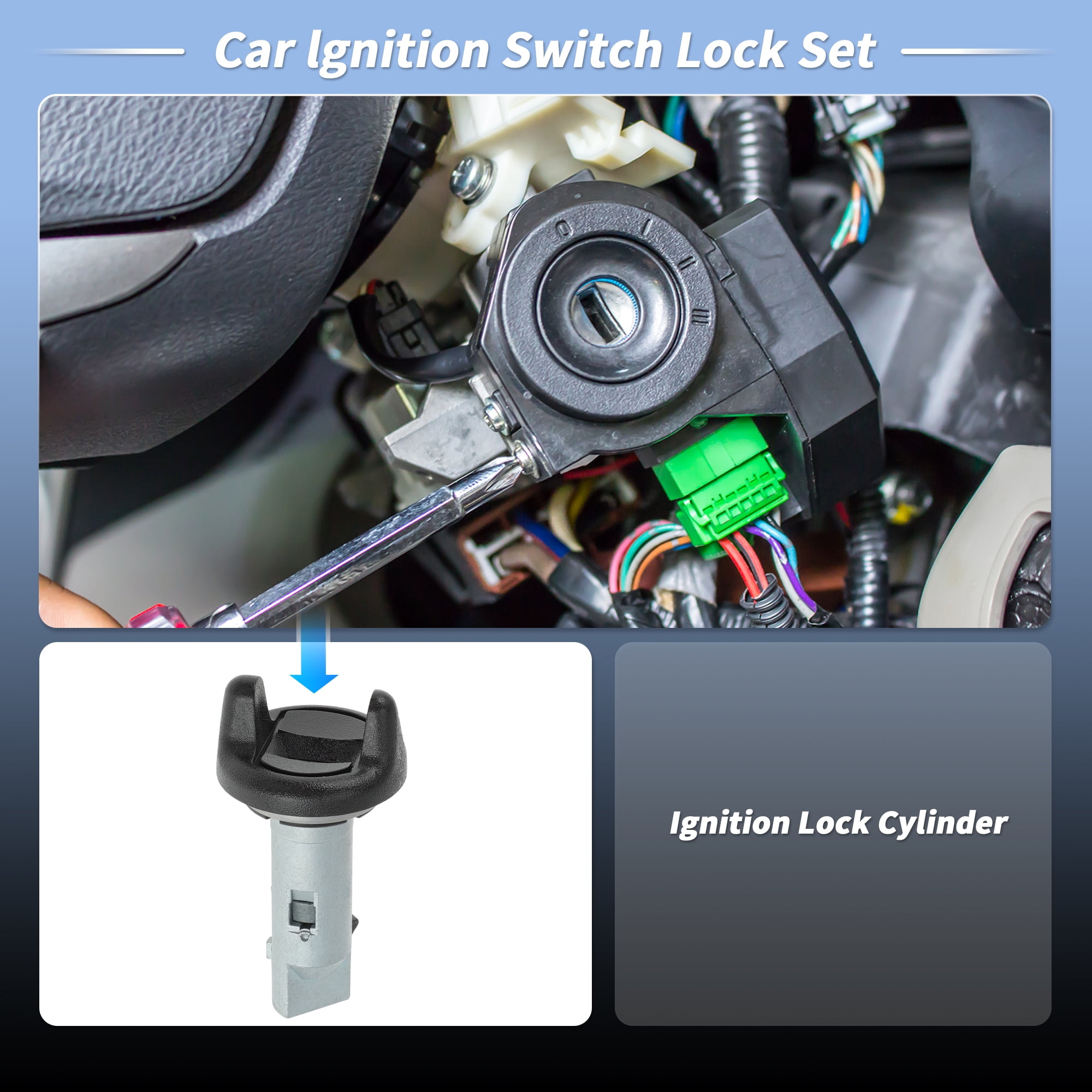 Unique Bargains Ignition Lock Cylinder and Start Switch with 2 Key for Chevrolet C1500 C2500 C3500 for GMC Yukon Ignition Switch Cylinder Lock No.26061331/26075995