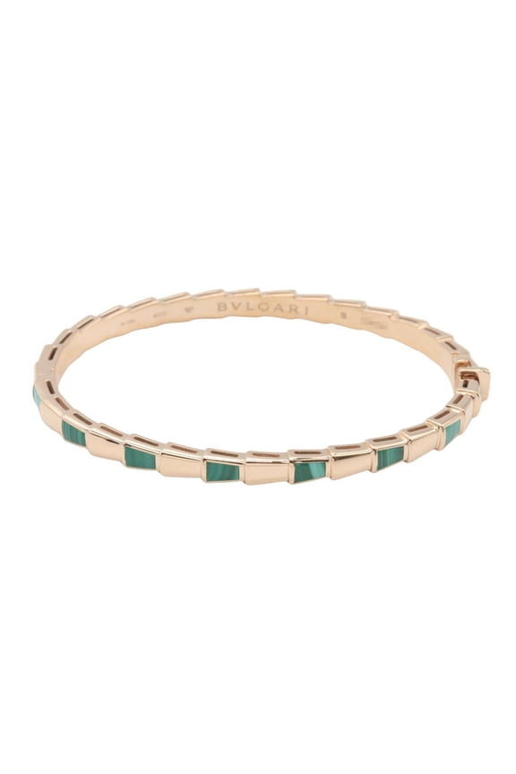 Pre-Owned Bulgari BVLGARI Serpenti Viper Malachite Bracelet, 18KPG (Pink Gold), Malachite,...