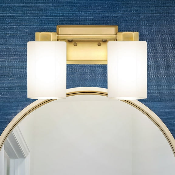 Luxury Classic Bath Light, Small Size: 8.375''H x 5.375''W, with Modern Style Elements, Brushed Gold Finish, UHP4964 from the Minden Collection by Urban Ambiance
