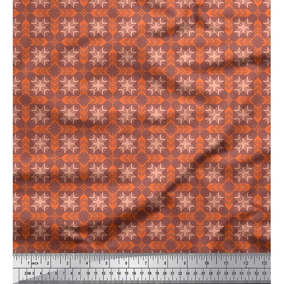 Soimoi Brown Cotton Voile Fabric Arrow African Printed Fabric 1 Yard 42 Inch Wide