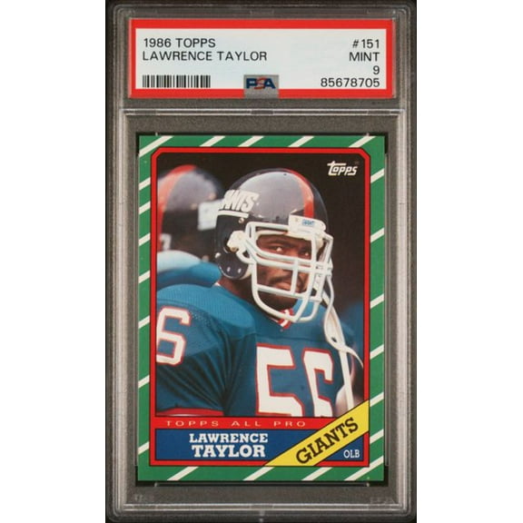 Graded 1986 Topps Lawrence Taylor #151 Football Card PSA 9 Mint