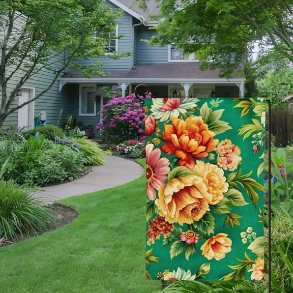 RKSupls Spring Summer Garden Flag Double Sided Abstract Geometric Flower Pattern Linen Welcome Yard House Outside Outdoor Decoration,12*18 inch