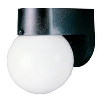 Westinghouse One-Light Exterior Wall Lantern, Black Finish on Hi-Impact Polycarbonate with White Glass Globe