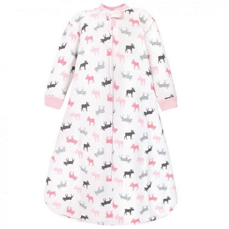 UPC: 0660168182804 | Hudson Baby Infant Girl Premium Quilted Long Sleeve Sleeping Bag and Wearable Blanket Pink Moose 12-18 Months