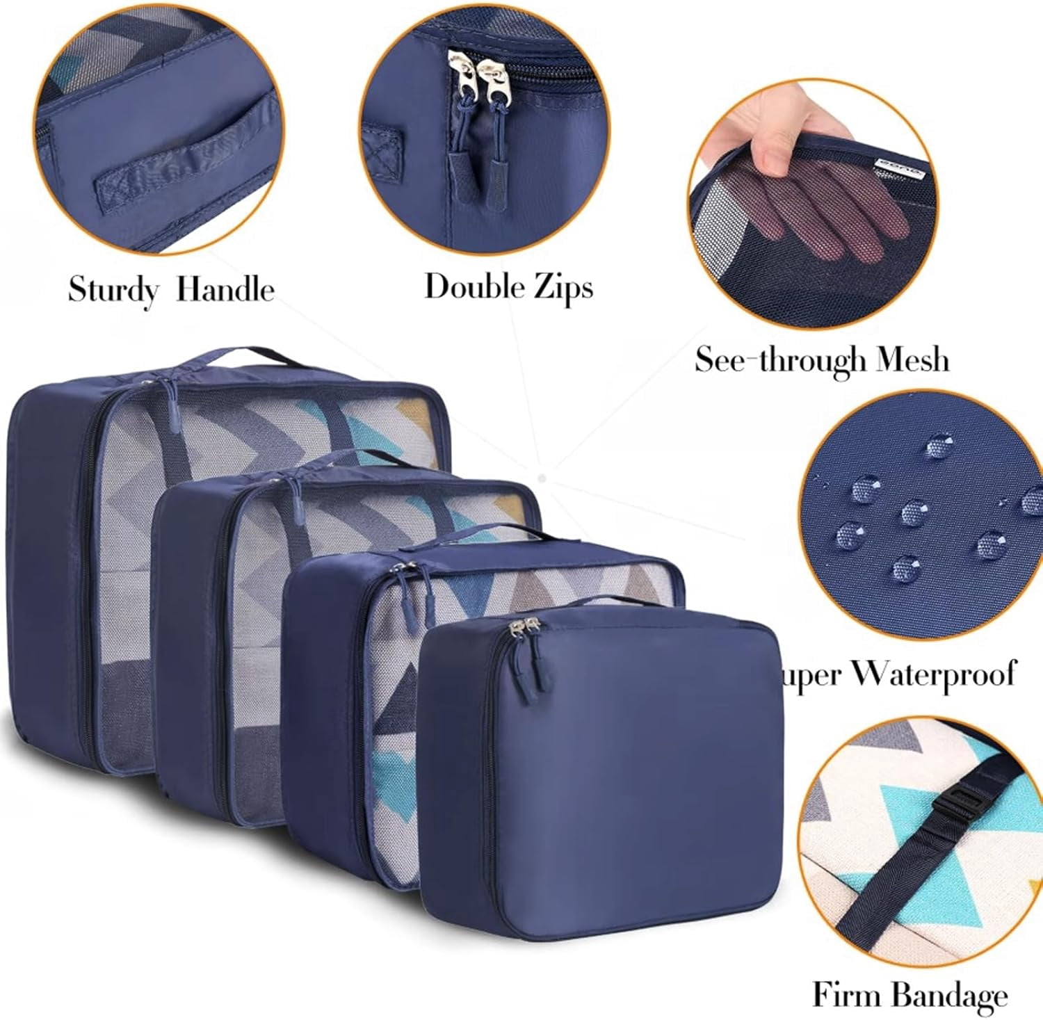Mygreen 8 Set Packing Cubes Luggage Packing Organizers for Travel Accessories-Cream