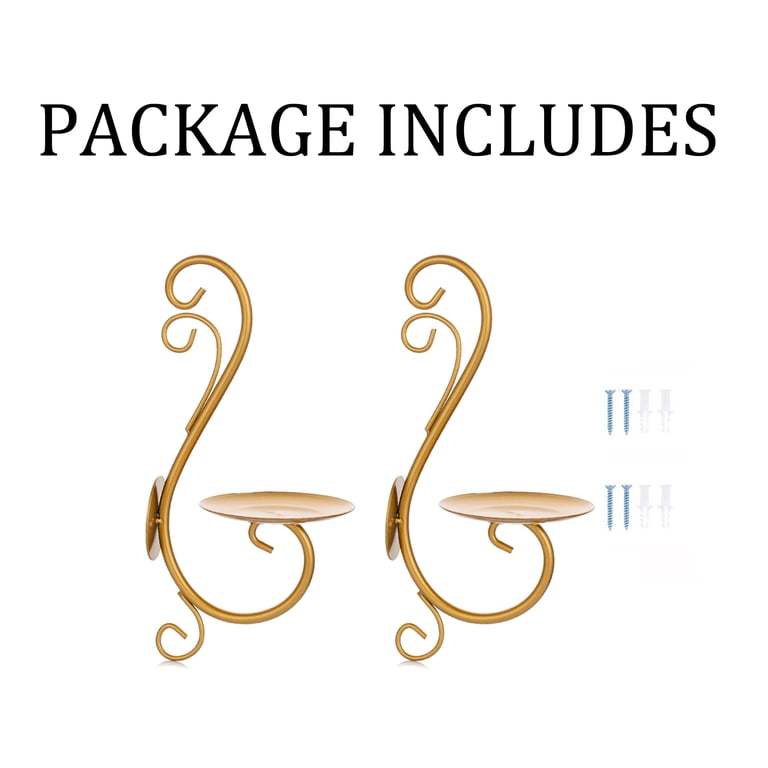 Sziqiqi Gold Iron Wall Candle Sconces, Set of 2 photo 3
