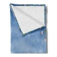 thumbnail image 2 of Farmland Soft Flannel Fleece Blanket, Wooden Garden Plank with Swirled Spring Season Bloom up Tranquil Serene Landscape, Cozy Plush for Indoor and Outdoor Use, 50" x 60", Blue Brown, by Ambesonne, 2 of 5