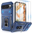 thumbnail image 1 of KOMI for Google Pixel 9 Pro XL Case with [2 Pack] HD Screen Protector + Slide Camera Cover, 360° Rotation Ring Kickstand [Military Grade] Shockproof Protective Phone Cover for Pixel 9 Pro XL Navy Blue, 1 of 5