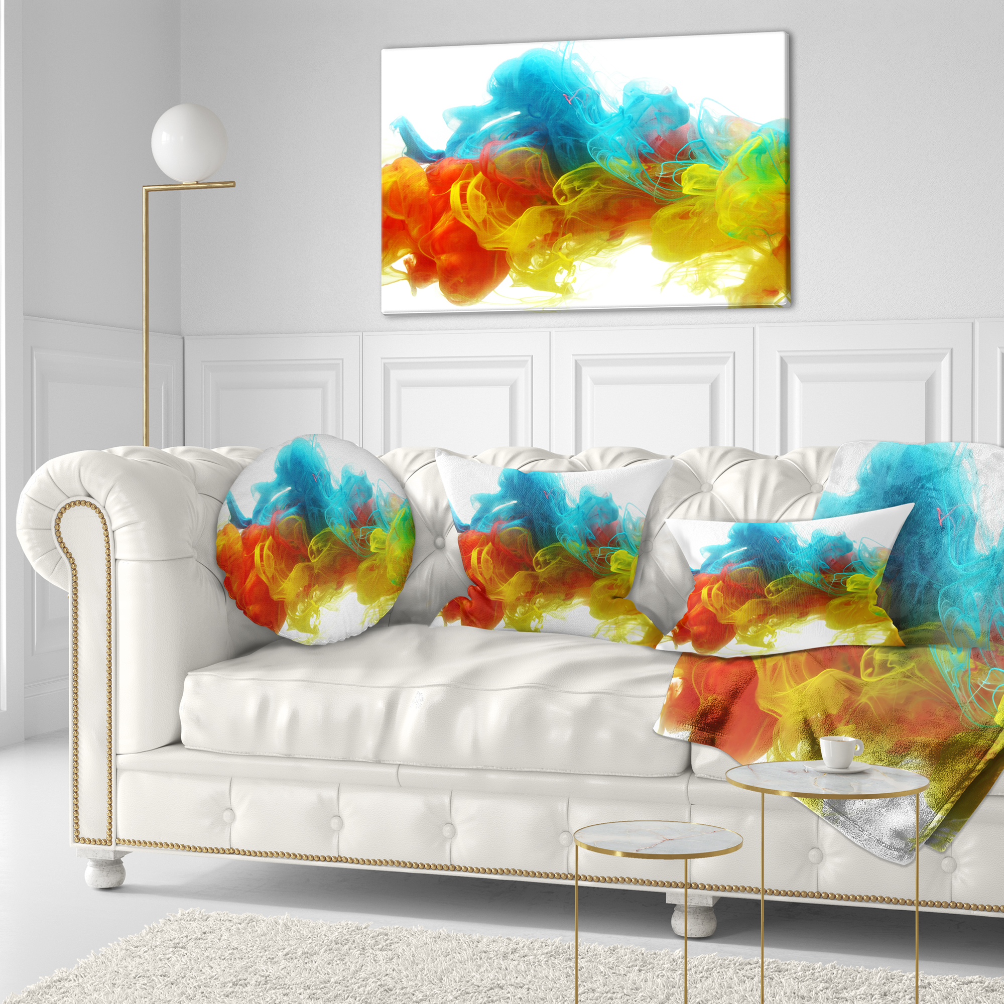 Designart Colorful Ink in Water - Abstract Throw Pillow - 12x20