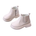 thumbnail image 2 of BXJX Girls Ankle Boots, Non-Slip Casual Zipper Thick Sole Fall Winter Boots Beige Size 11 Little Kids, 2 of 8