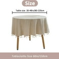 thumbnail image 3 of Table Cloth,Round Tablecloth 60 Inch Cotton Linen Table Cloths With Tassel Boho Table Cover For Kitchen Dining Room Tabletop Decorations Farmhouse Coffee Picnics Suit For Round 30 48" Table, 3 of 8