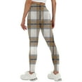 thumbnail image 4 of Women's Plaid Leggings High Waist and Tummy Control Yoga Pants for Gym Fitness Khaki M, 4 of 7