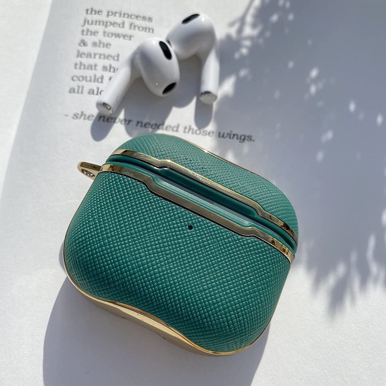 Kiq Airpod 3rd Generation Case, AirPods 3 Charging Case Cover for Apple Air Pod 3 2021 A2564 A2565 (Canvas Case Dark Green/Gold), Size: AirPods 3rd