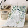 thumbnail image 3 of Fleece Blanket Ombre Green Eucalyptus Farm Blankets, Soft Cozy Warm Flannel Throw Blanket, Gradient Flower Butterfly Blanket for Bed Couch Sofa,40x60In, 3 of 9