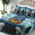 thumbnail image 5 of Ambesonne Outer Space Fitted & Top Sheet Set with Shams, Ship Station Base, Blue Black Orange, 5 of 8