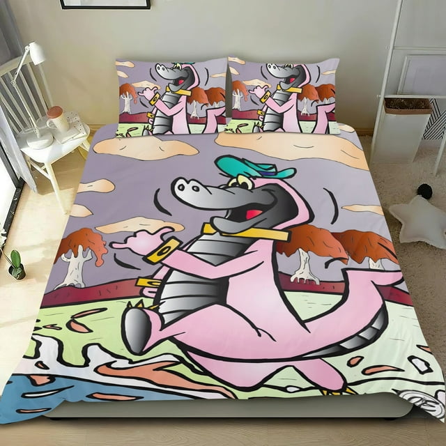 Wally Gator Conjunto de sábanas temático, trío de piezas, cómodo y amigable con la piel, diseño único, regalo de decoración para el hogar para familiares, amigos y fans,135cm *200cm