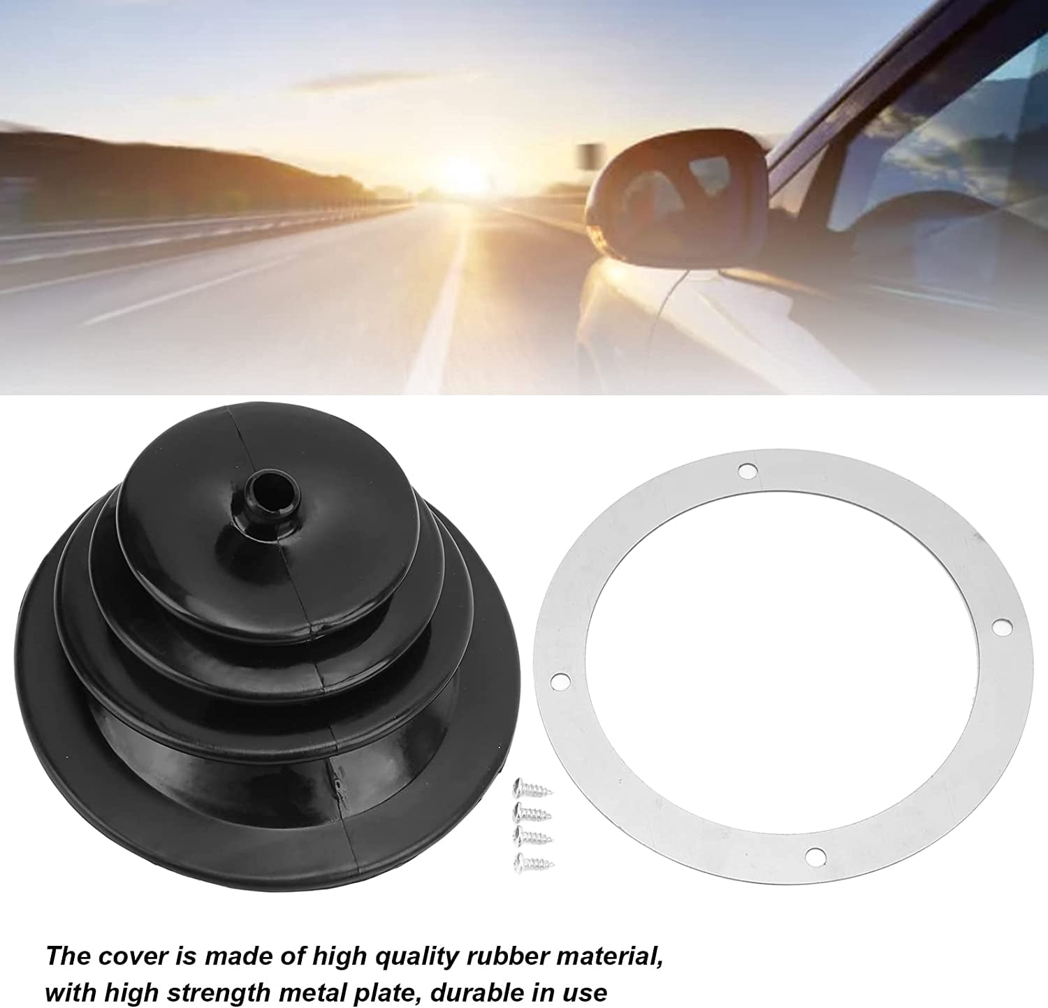 ABPETE Gear Shift Boot Cover, Shift Dust Cover, Shifter Boot Plate Gear Shift Handbrake Lever Boot Plate Kit Black Rubber Round Universal Replacement for Car Automotive Clutch Boots
