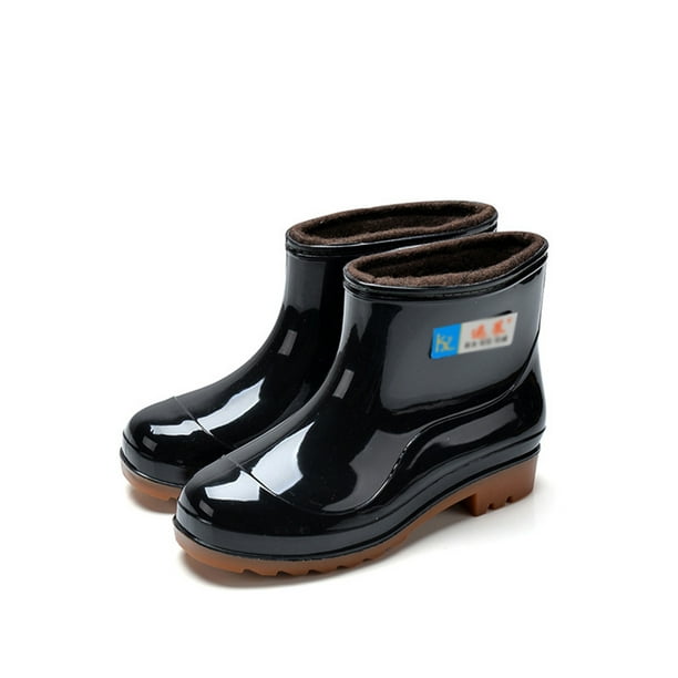 belangrijk inrichting Troosteloos Daeful Men's Rain Boots Warm Waterproof Bootie Pull On Garden Shoes Comfort  Water-Resistant Work Boot Casual Outdoor Fixed Cotton Block 6.5 -  Walmart.com