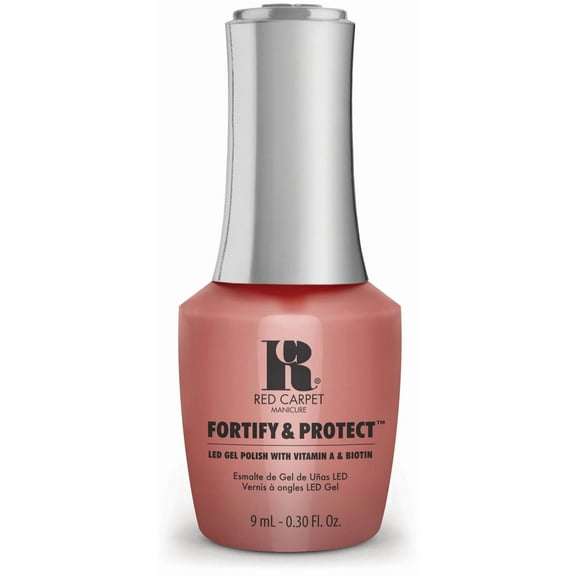 Red Carpet Manicure Fortify & Protect Dusty Coral Crème Gel Polish for Strong, Healthy Nails - Infused with Vitamin A & Biotin - (Color Me Fabulous) Led Nail Gel Color, 0.3 Fl Oz