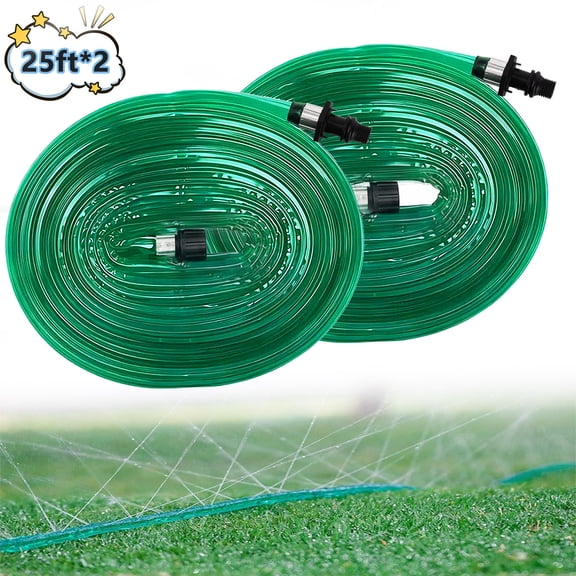 Henotian Garden Soaker Hose 25ft 2 Pack for Backyard: 1/2" Watering Sprinkler - Efficient Irrigation Tubing for Outdoor Lawn Patio Farm