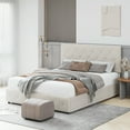thumbnail image 5 of Homfa Queen Size 4 Storage Drawers Bed Frame, Square Tufted Upholstered Platform Bed with Adjustable Headboard, Off-white, 5 of 11