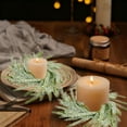 thumbnail image 5 of JeashCHAT Christmas Candle Rings Wreath, Norfolk Pine Mini Wreath Artificial Snowy Pine Candle Ring Holder for Christmas Wedding Party Home Table Centerpiece, 5 of 6