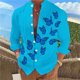 thumbnail image 1 of Camisa de manga larga con botones y solapa de estilo hawaiano con estampado 3D de mariposas para hombre, de color liso, de moda, de talla grande, 1 of 6