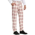 thumbnail image 5 of INSPIRE CHIC Men's Dress Pant Flat Front Stretch Business Plaid Pants 28 White Red, 5 of 7