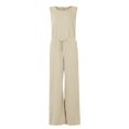 thumbnail image 3 of Jumpsuit Women's Casual Versatile Sleeveless Solid Color Commuting Nine Piece Jumpsuit Jumpsuits for Women Kagetolytai Khaki XL, 3 of 6