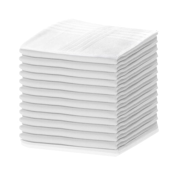 Men's White Cotton Handkerchiefs 12-Pack